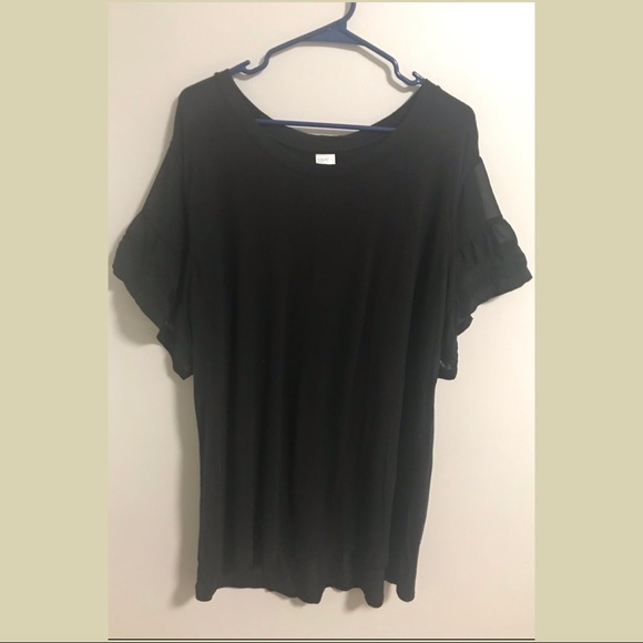 XL TIME & TRU Black Ruffle Sleeve Top (Plus Size) - Picture 4 of 6